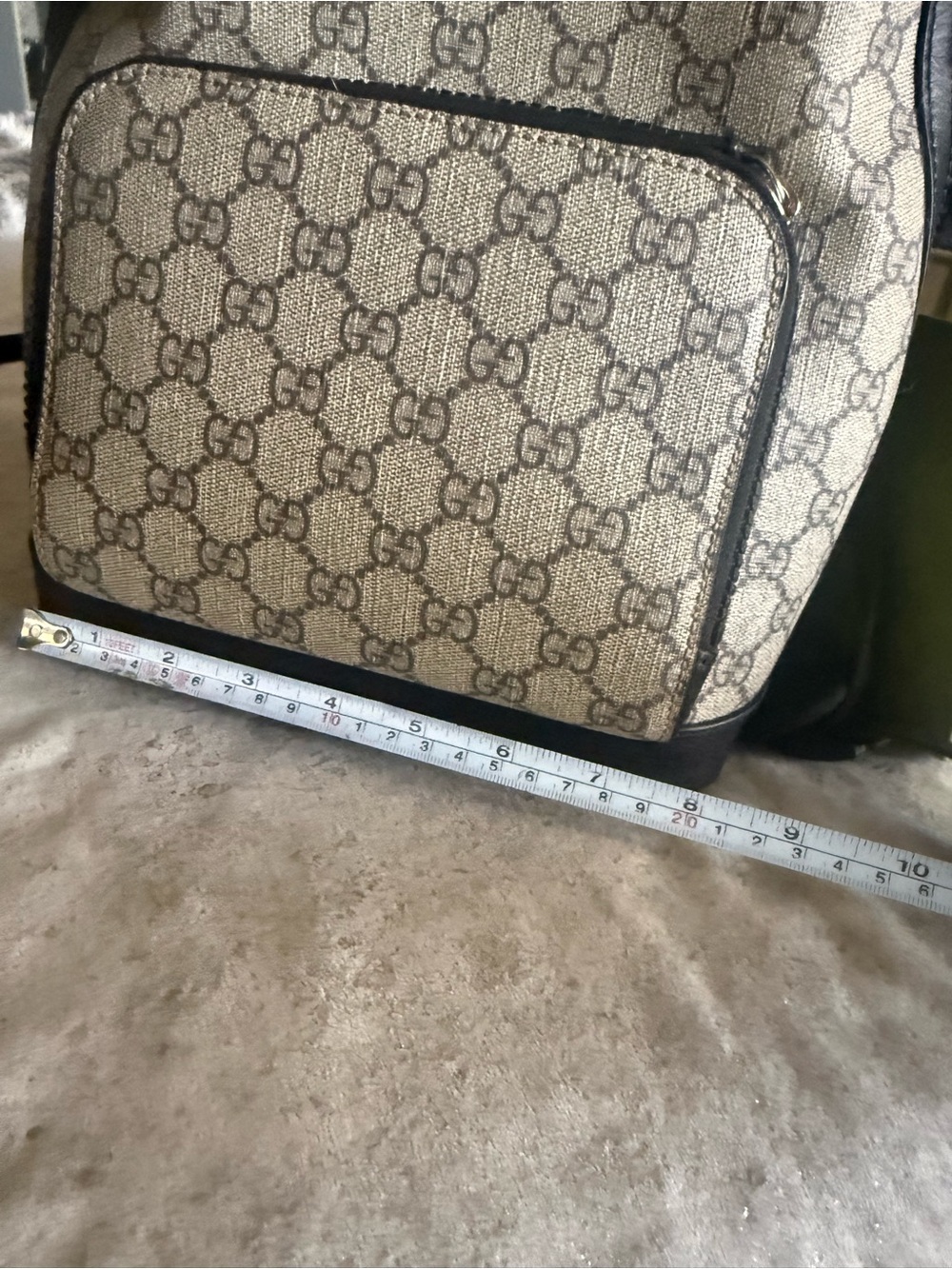 Gucci Black and Beige Monogram Backpack - Picture 6 of 9